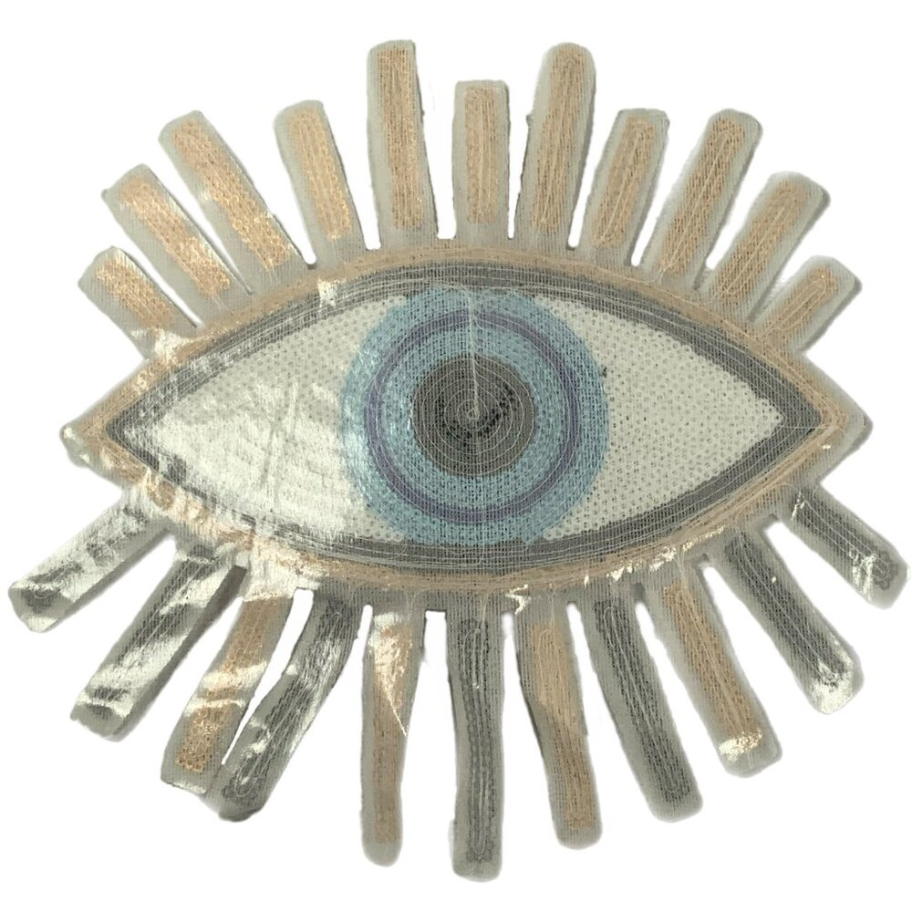 Large Sequins Evil Eye With 3D Center Jewel Iron On Black Blue Gold - Picture 6 of 6